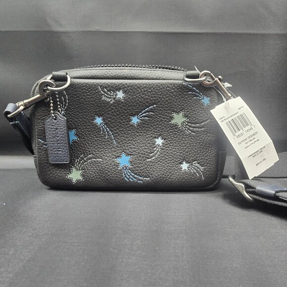 Coach Carrier Phone Crossbody with Shooting Star Print CE616 Black Midnight - Picture 1 of 9